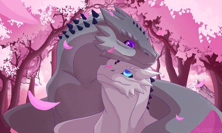 2 cellshaded busts with a medium-complex background / commission for Mewz