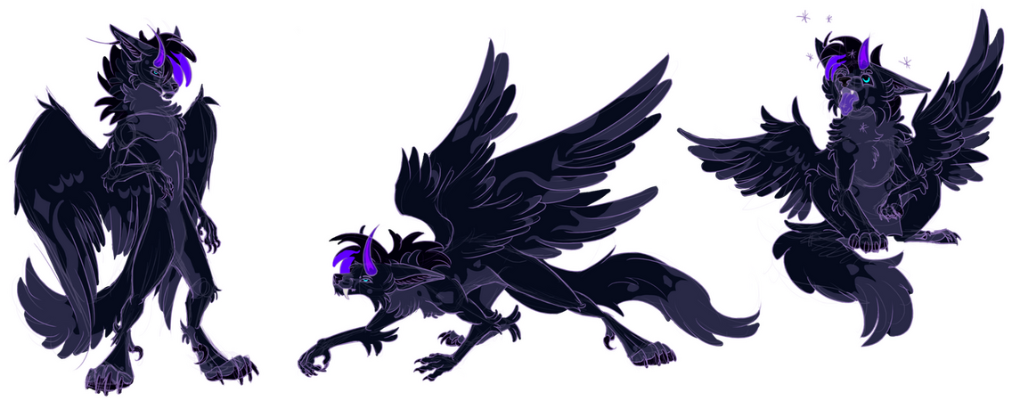 Character belong to me, flame06 on bluesky / 3 fullbody coloured sketches