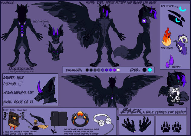Character belongs to me, flame06 on bluesky / coloured &amp; lined reference sheet